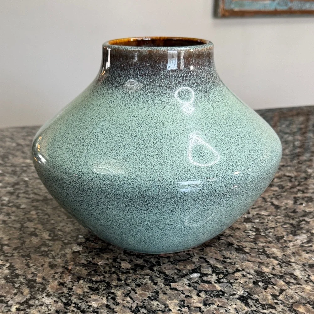 Speckled Aqua Ceramic Bud Vase NEW